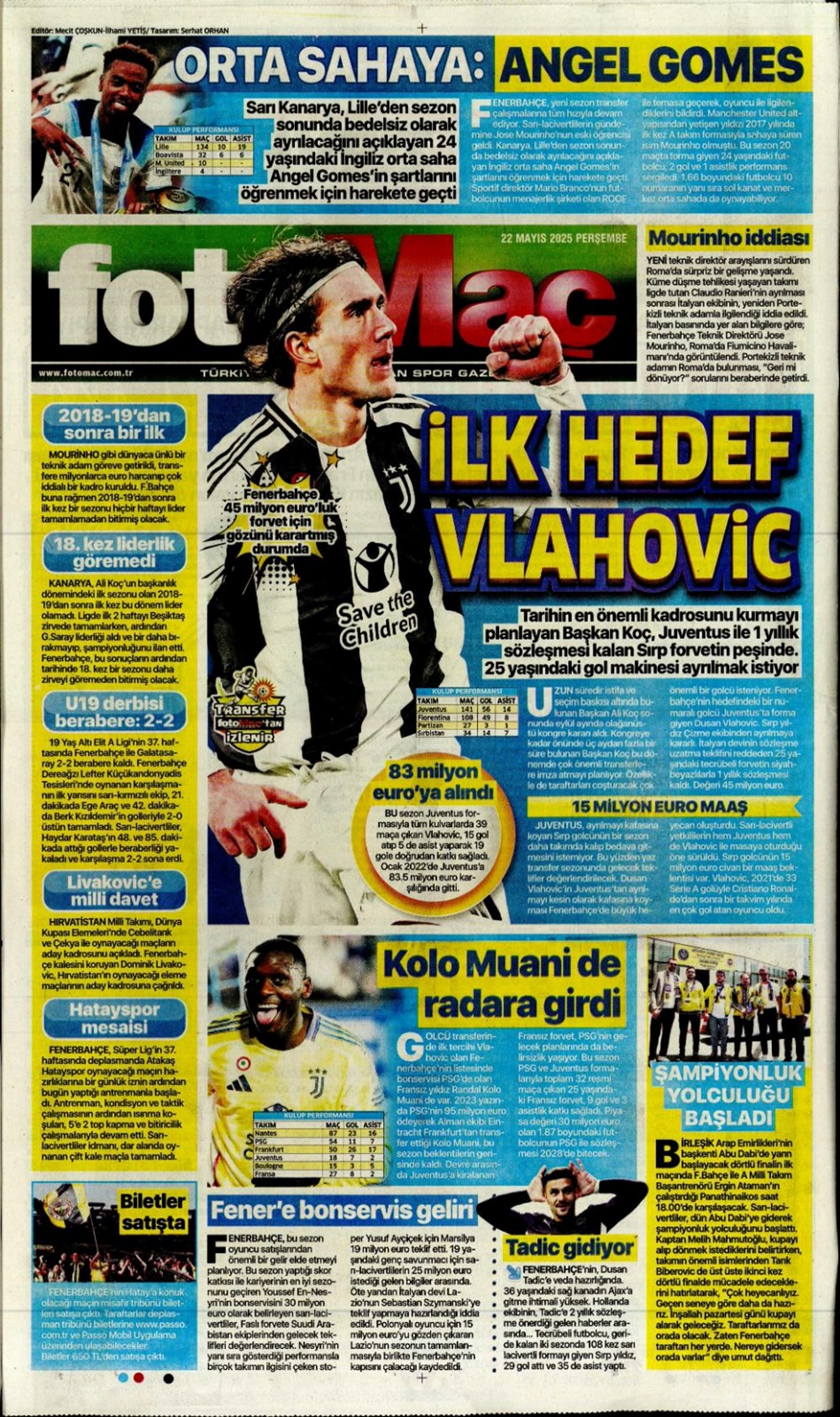 İlk hedef Vlahovic (22 Mayıs 2025 spor manşetleri) - 1