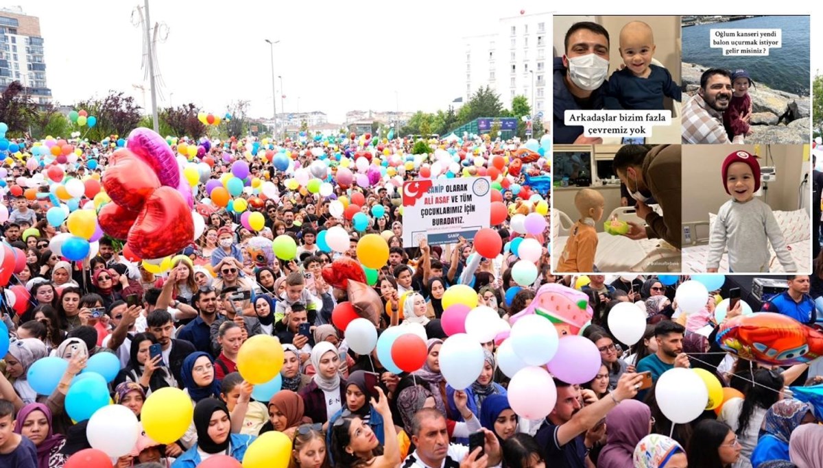 Binlerce kişi Ali Asaf için balon uçurdu