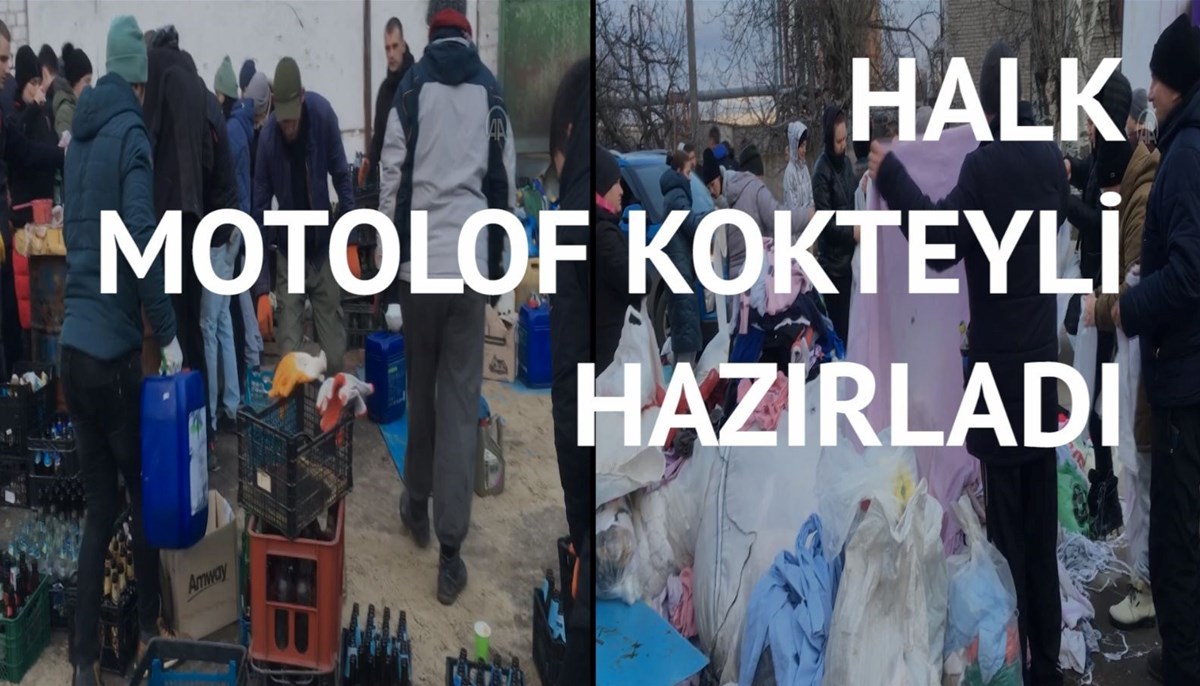 Ukraynalı siviller molotof kokteyli hazırladı