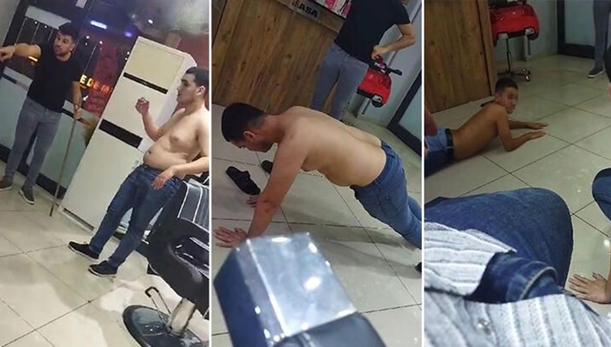 Berber, çıraklarını süründürerek cezalandırdı: O anlar kamerada Berber, çıraklarını süründürerek cezalandırdı: O anlar kamerada