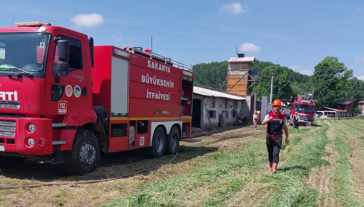 Tavuk çiftliğinde panik oluşturan yangını itfaiye söndürdü