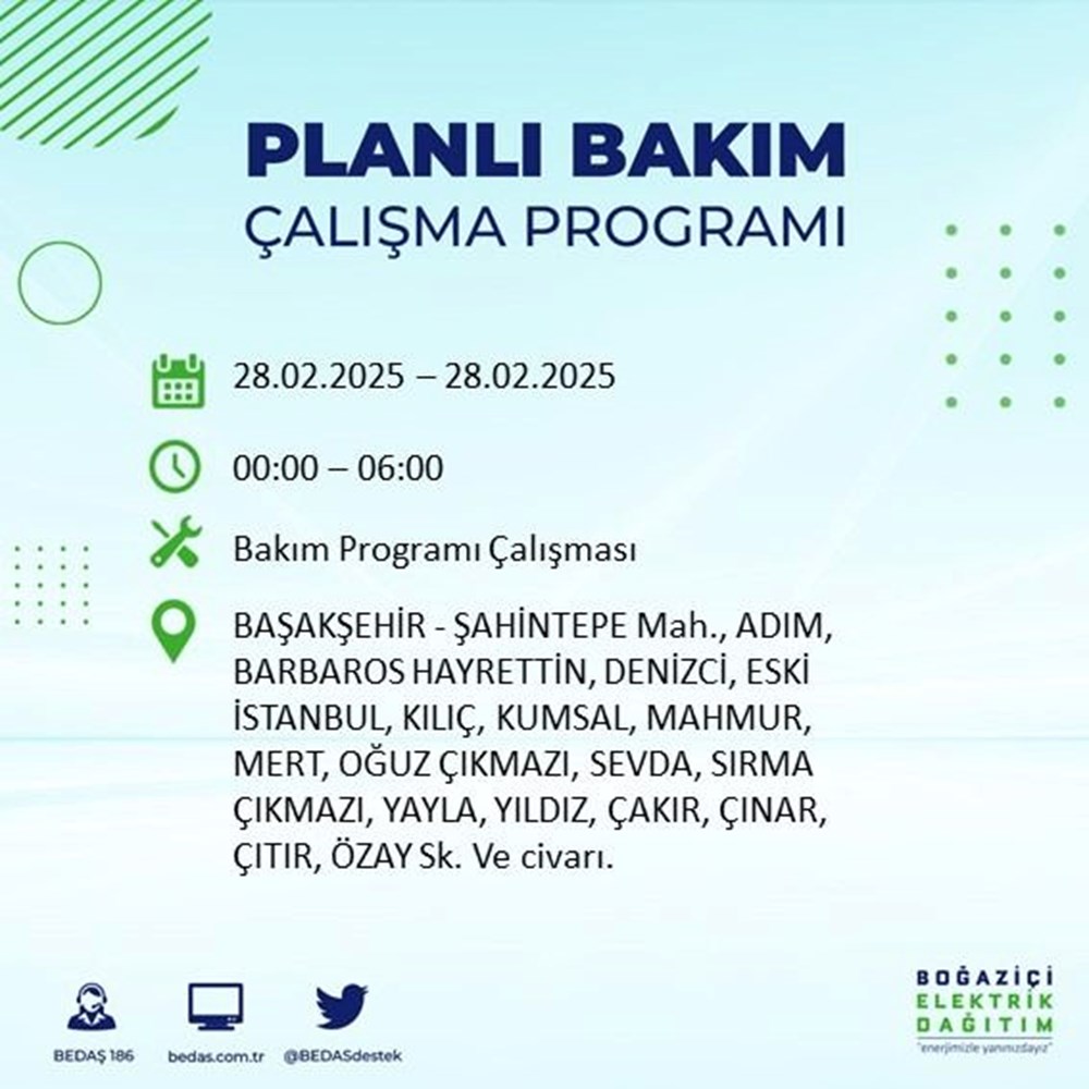 İstanbul'da Elektrikler Ne Zaman Gelecek? 21 İlçede BEDAŞ Kesinti Alarmı (28 Şubat) 91