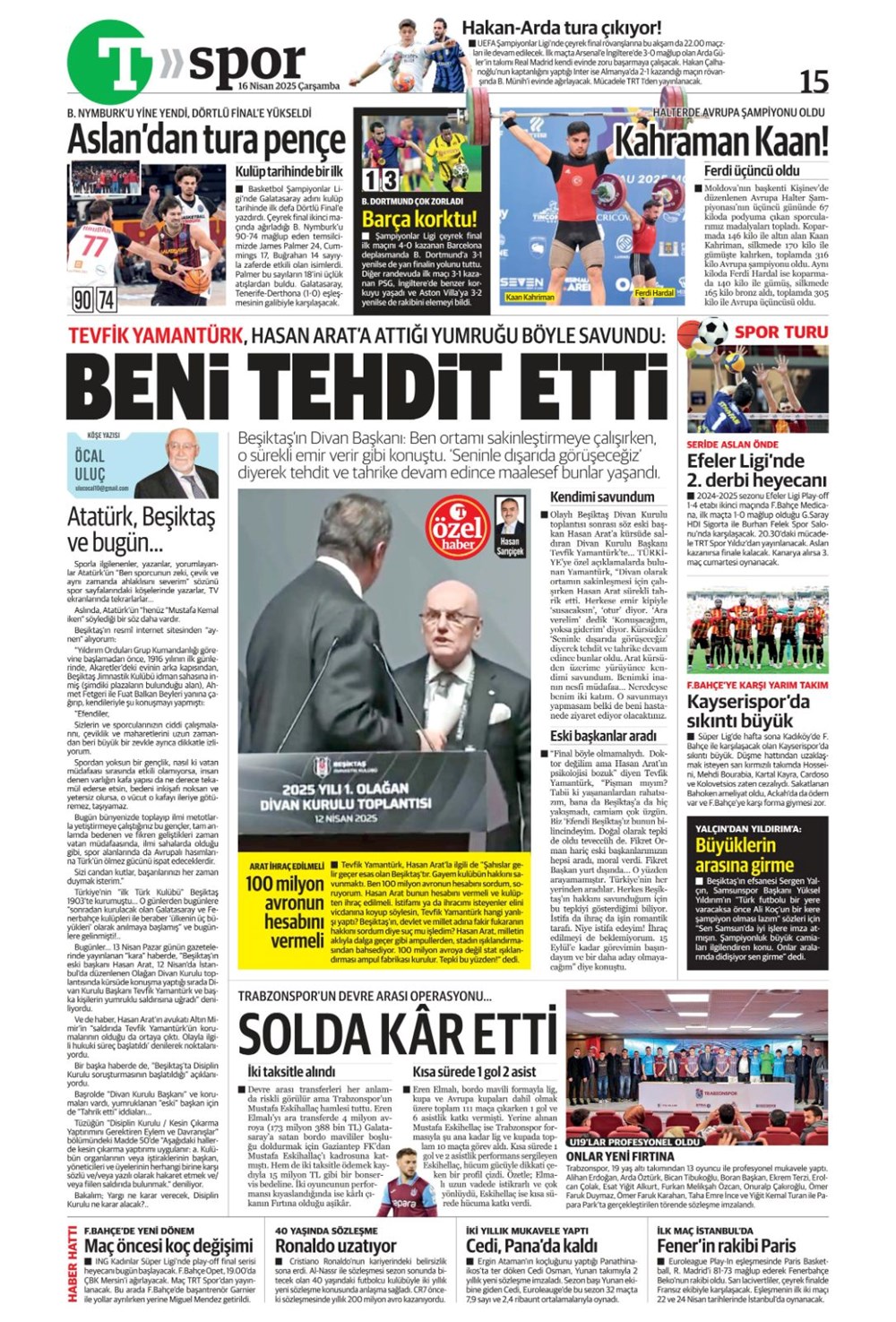 "Kim Min-Jae harekatı" (16 Nisan 2025 spor manşetleri) - 30