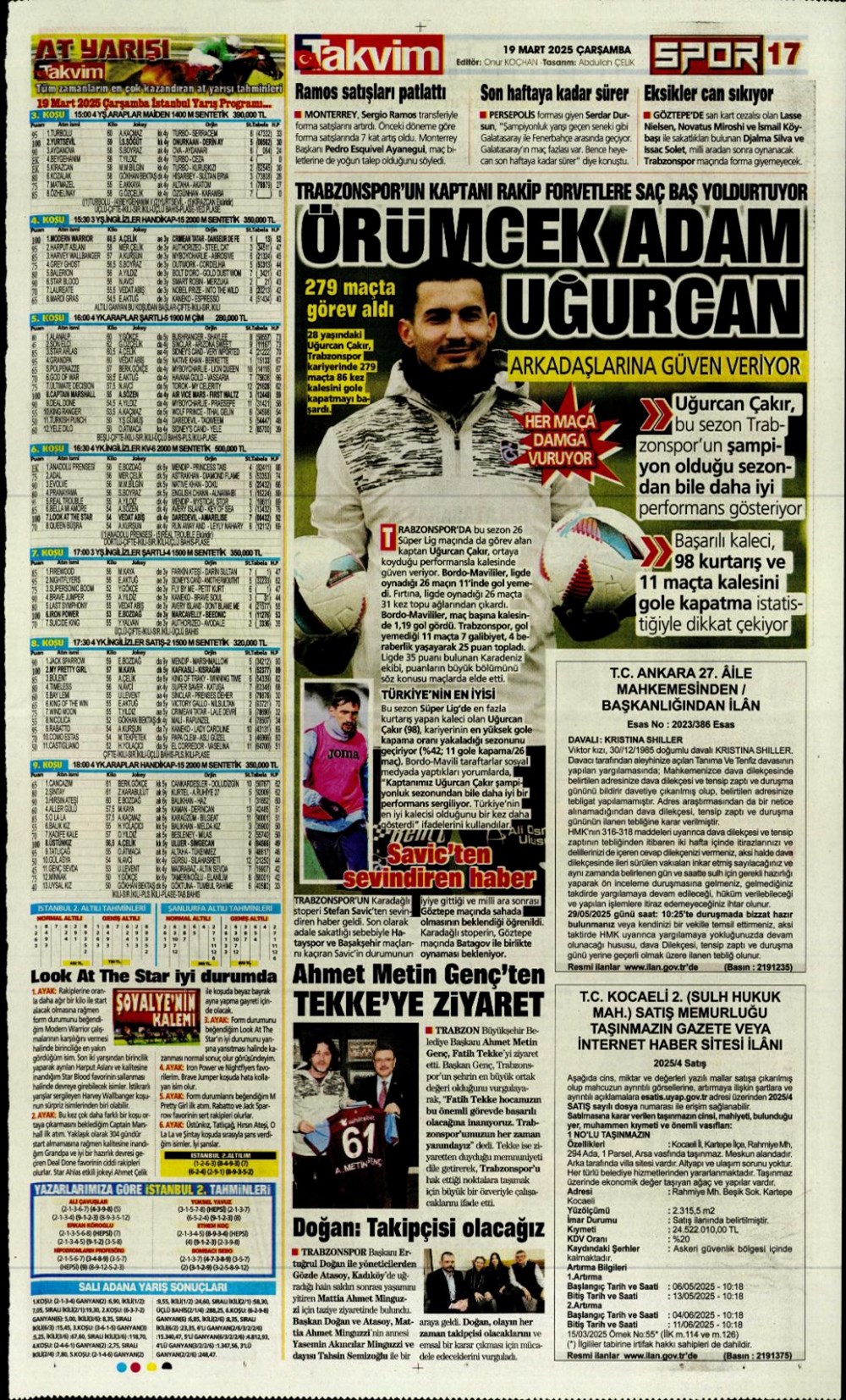 "Kayıtsız şartsız Mourinho" (19 Mart 2025 spor manşetleri) - 13