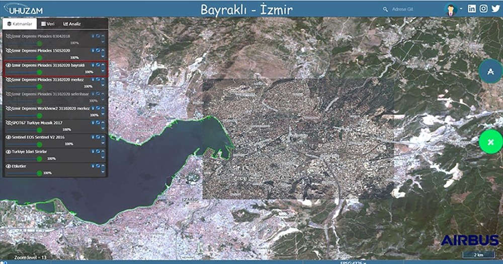 İzmir'deki yıkım uzaydan görüntülendi