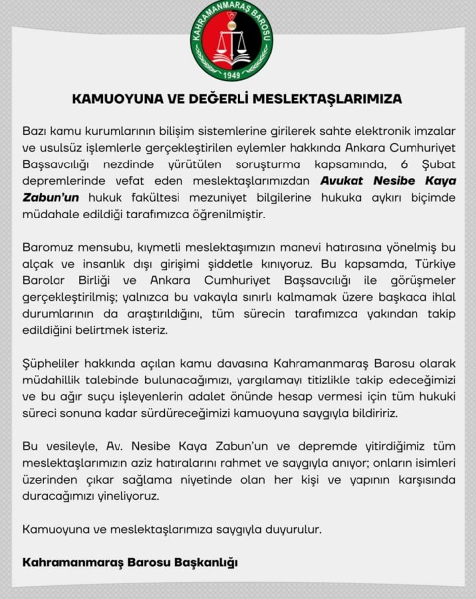 Sahte diploma soruşturması: Depremde ölen Nesibe avukatın diplomasını da kopyalamışlar! - 1