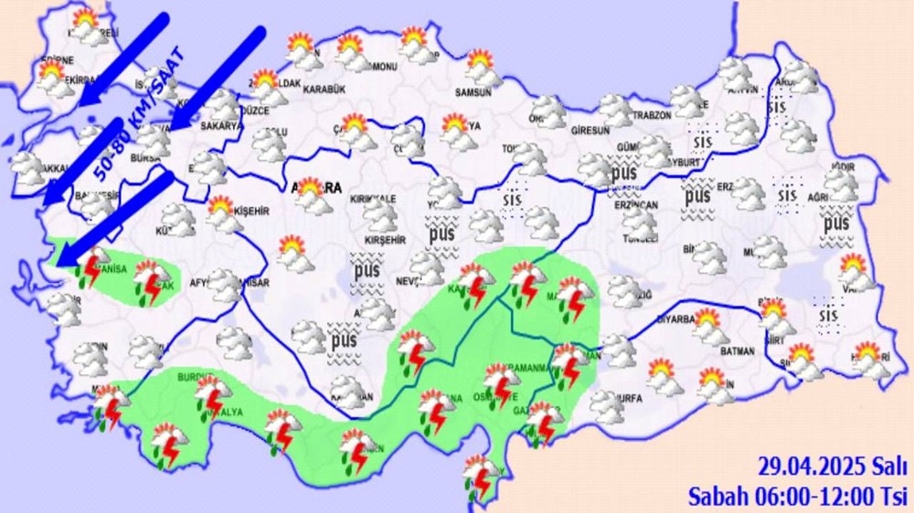 Meteoroloji'den birçok il için sağanak yağış uyarısı:  29 Nisan hava durumu tahmini - 1
