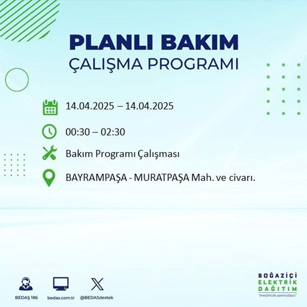 İstanbul'un 23 ilçesinde elektrik kesintisi: Elektrikler ne vakit gelecek? 9 saat sürecek (14 Nisan BEDAŞ kesinti programı) 103 N0M7DoW8u0ylazwE6rUwAA