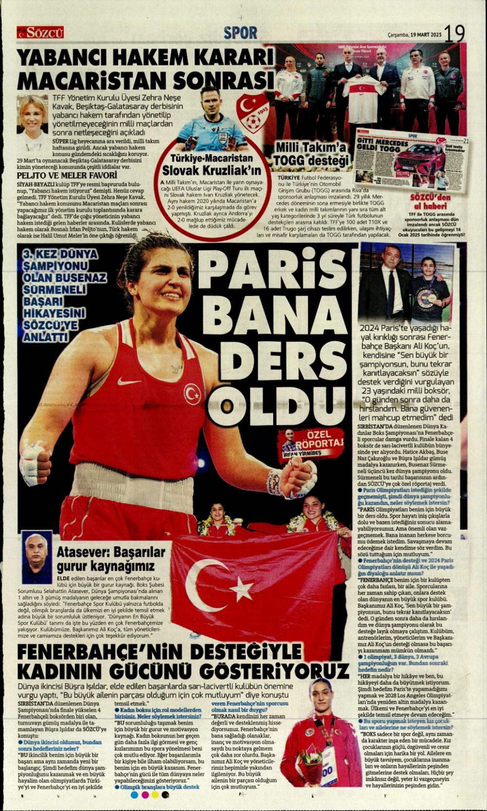 "Kayıtsız şartsız Mourinho" (19 Mart 2025 spor manşetleri) - 12