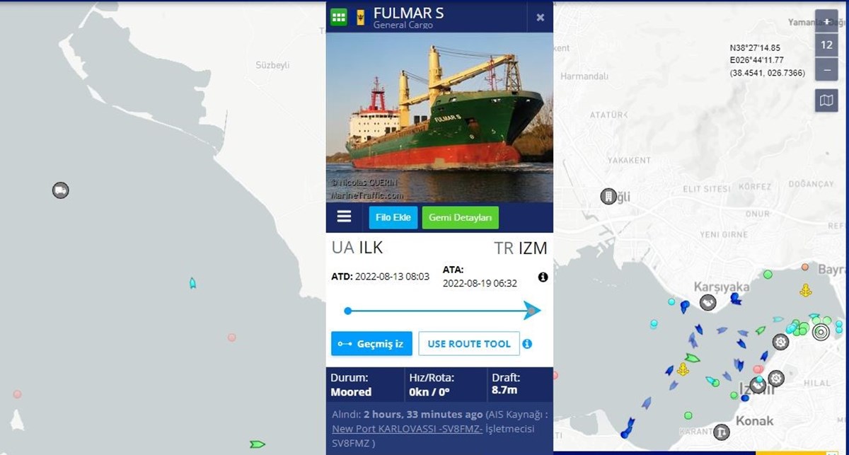Barbados bayraklı Fulmar S İzmir Alsancak limanına demirledi.