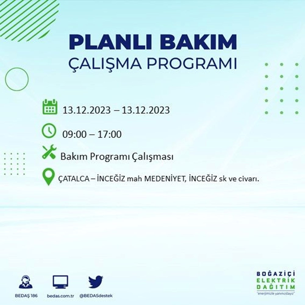 İstanbul'un 20 ilçesinde elektrik kesintisi: Elektrikler ne zaman gelecek? (13 Aralık BEDAŞ kesinti programı) - 16