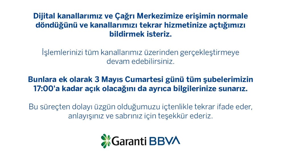 Garanti Bankası taşınabilir uygulamasına erişim sorunu sona erdi 73 NKwmPSS7bEeggUCydLoyrQ
