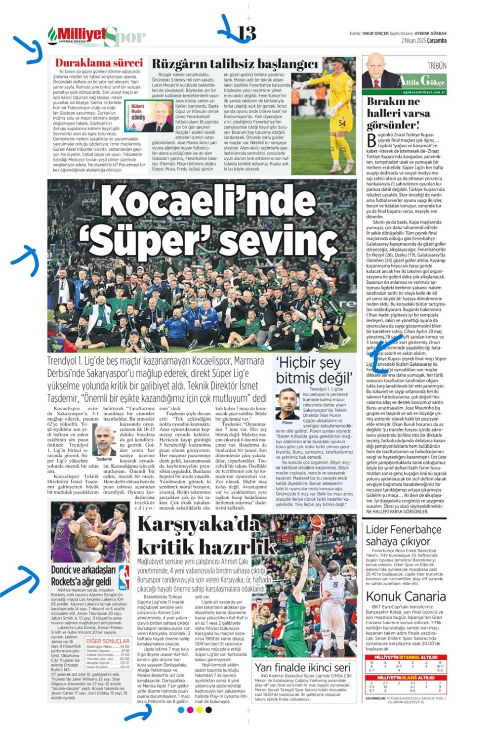 "Derbi bayramı" (2 Nisan 2025 spor manşetleri) - 19