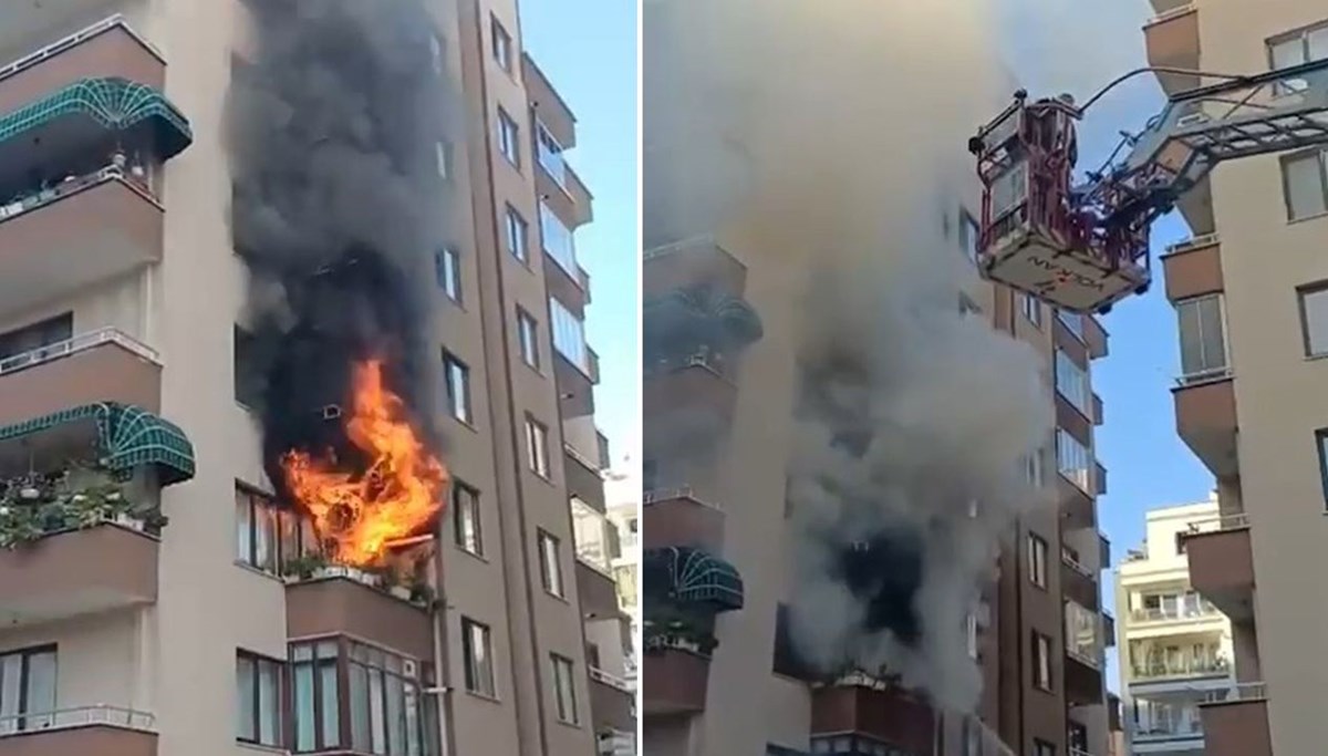 Yedi katlı binada yangın paniği