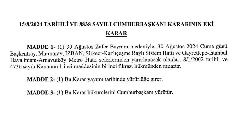 30 Ağustos Zafer Bayramı'nda ücretsiz toplu taşıma - 1