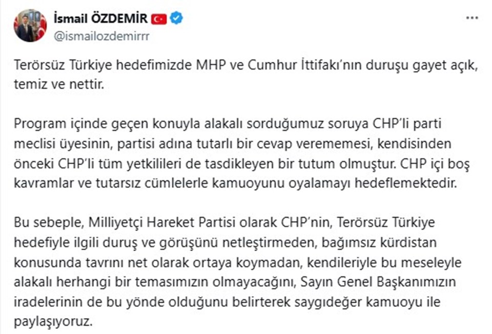 MHP'den CHP kararı: "Terörsüz Türkiye" sürecinde kapıları kapattı - 1