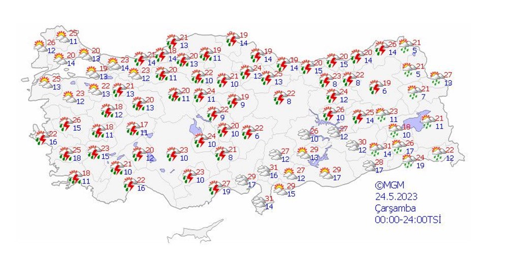 15 il için kuvvetli yağış ve fırtına uyarısı (Bugün hava nasıl olacak?) - 14