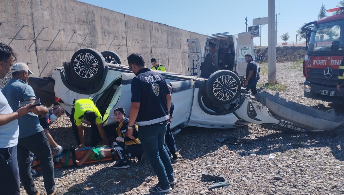 Otomobil 3 metre yüksekten düştü: 1’i ağır, 5 yaralı