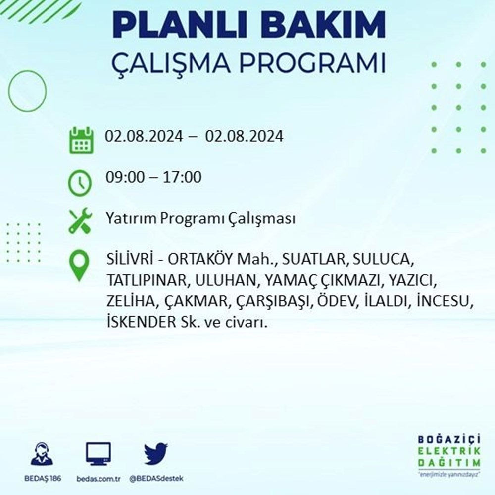 İstanbul'un 22 ilçesinde elektrik kesintisi: Elektrikler ne zaman gelecek? (2 Ağustos BEDAŞ kesinti programı) - 57