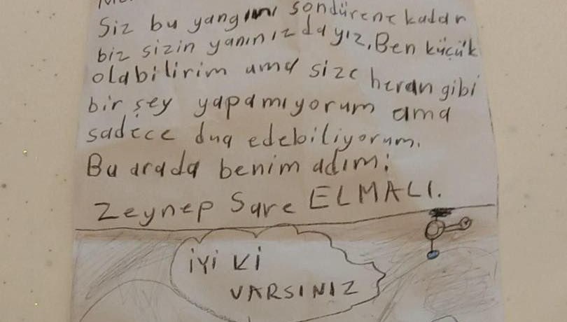 İtfaiye ekibini duygulandıran not