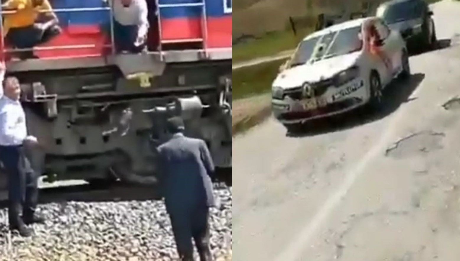 Bahşiş için sıra dışı yöntem:Düğün konvoyunun önünü trenle kestiler