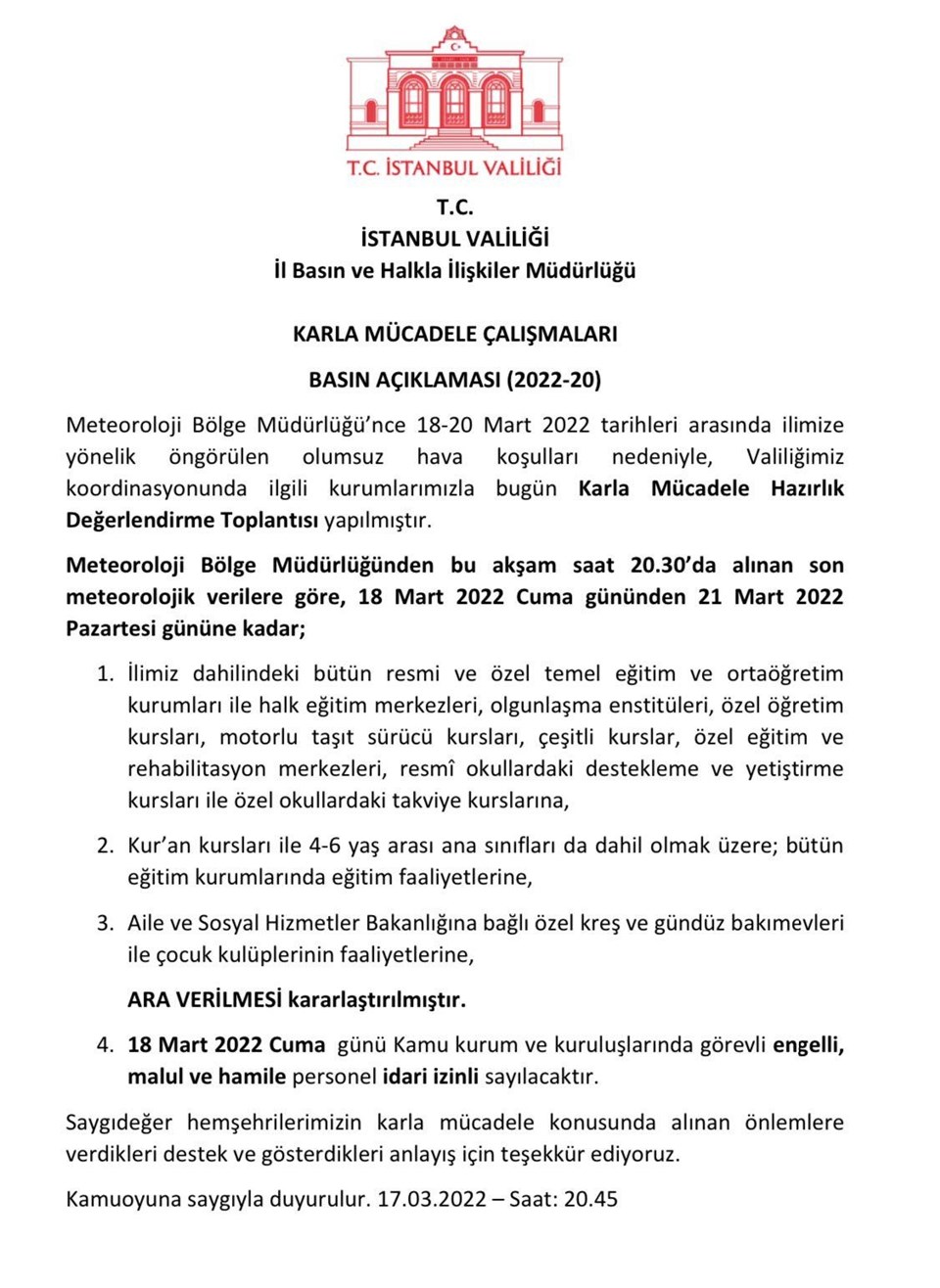 Yarın İstanbul'da okul var mı? 18 Mart Cuma İstanbul'da okullar tatil mi? - 1