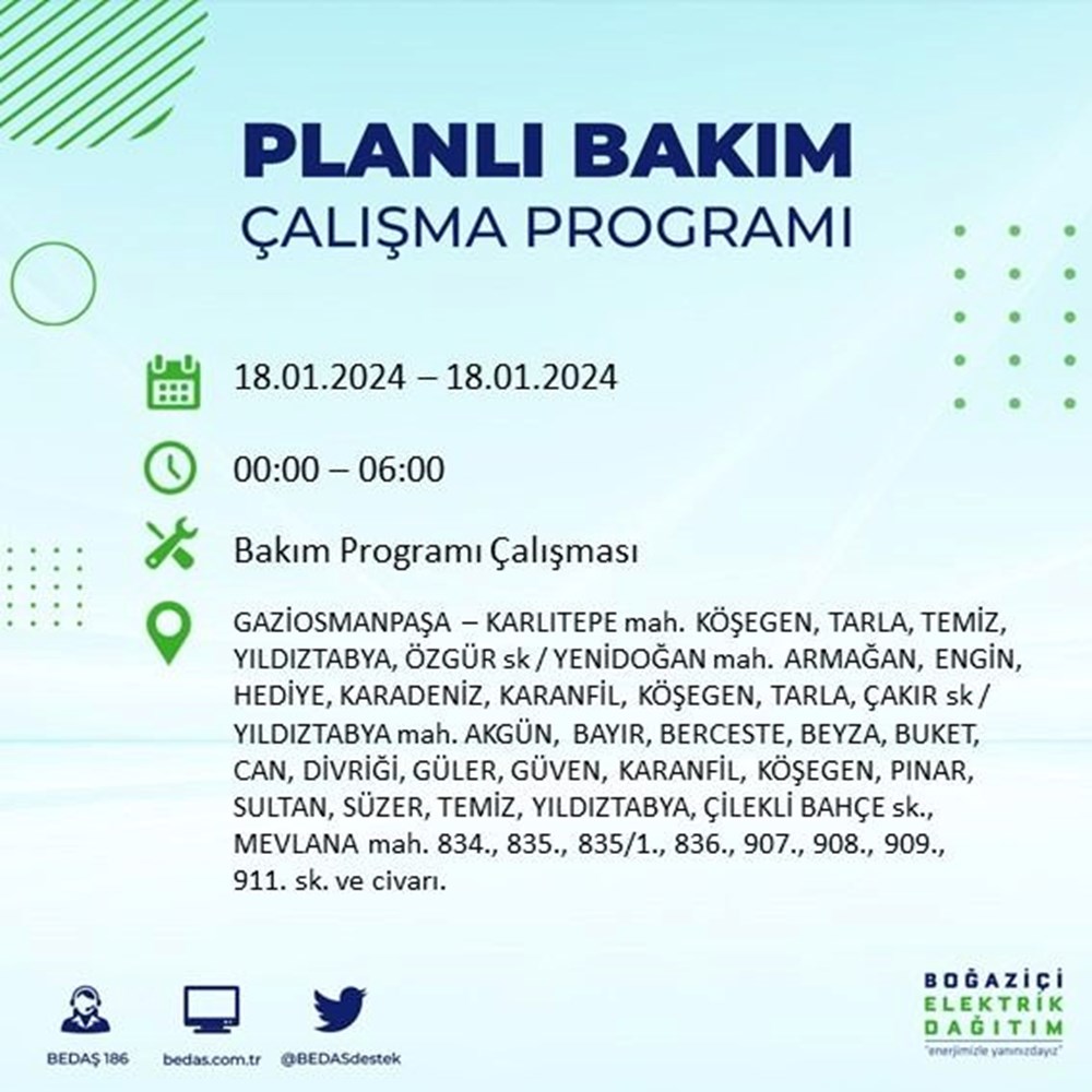 İstanbul'un 17 ilçesinde elektrik kesintisi: Elektrikler ne zaman gelecek? (18 Ocak BEDAŞ kesinti programı) - 29