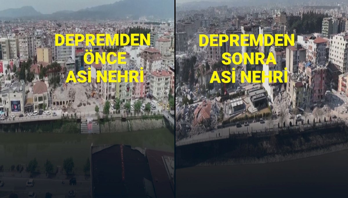 Hatay'da deprem öncesi ve sonrası görüntüler Hatay'da deprem öncesi ve sonrası görüntüler