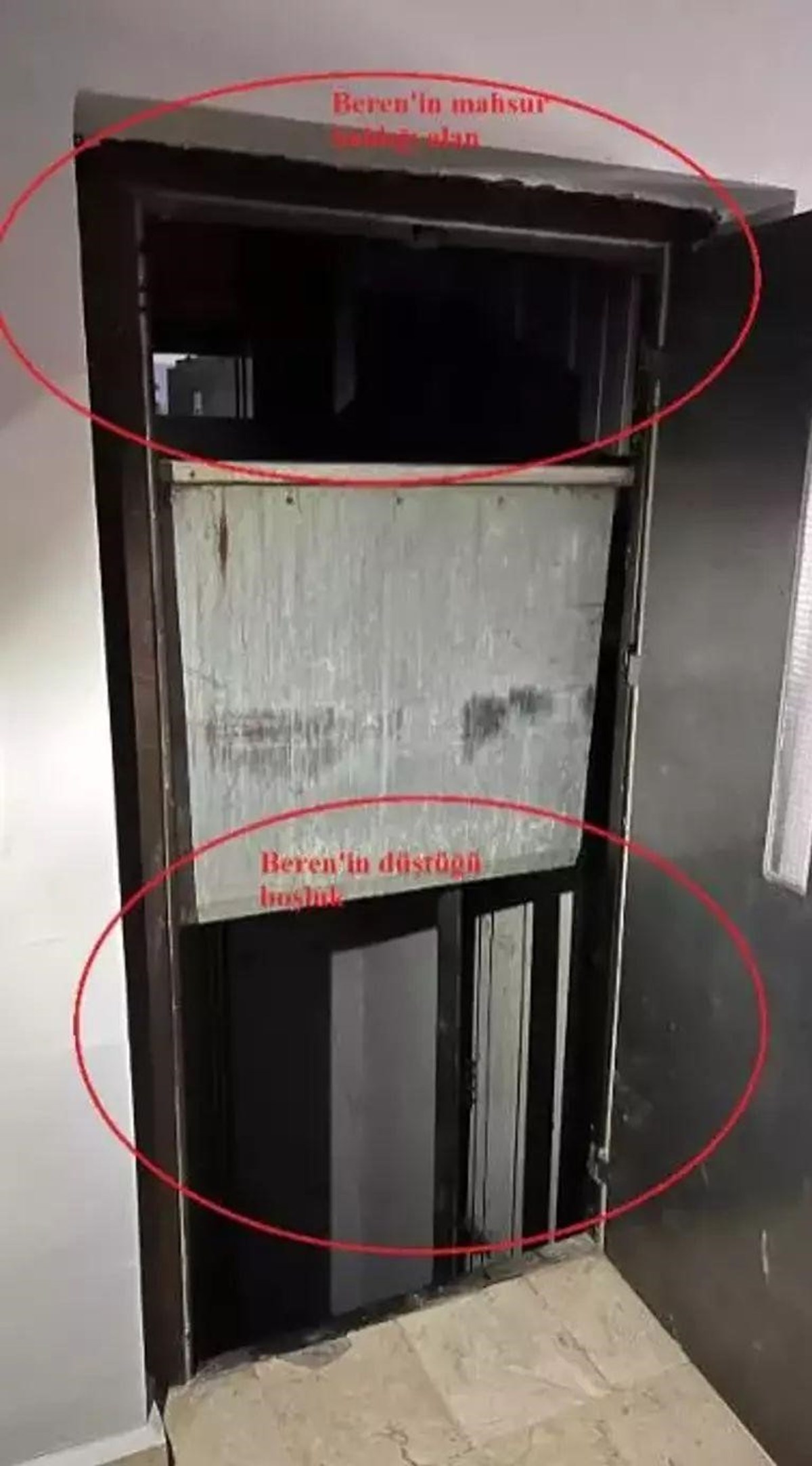 Olayın yaşandığı asansör Olayın yaşandığı asansör