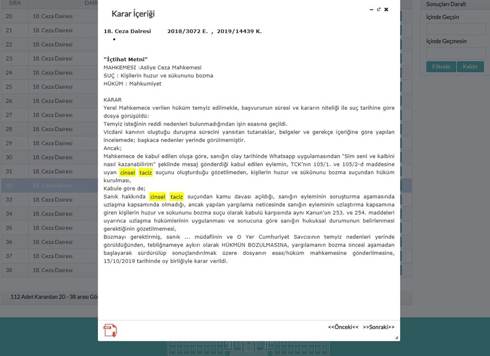 Yargıtay,  'Slm seni ve kalbini nasıl kazanabilirim' mesajının cinsel taciz suçu olduğuna hükmetti - 1