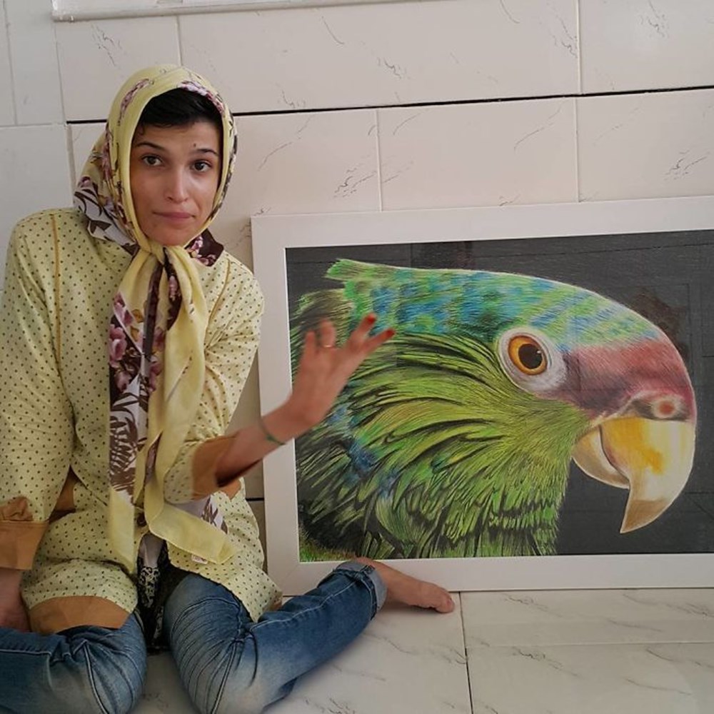 Iranian disabled painter draws pictures with his feet - 6