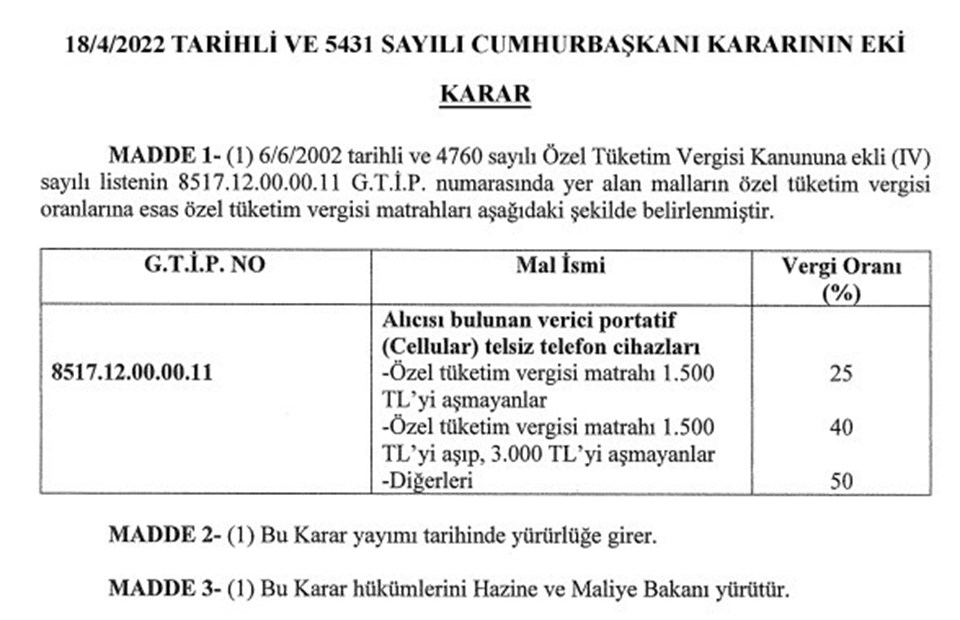 Cep telefonlarına ÖTV düzenlemesi geldi - 1