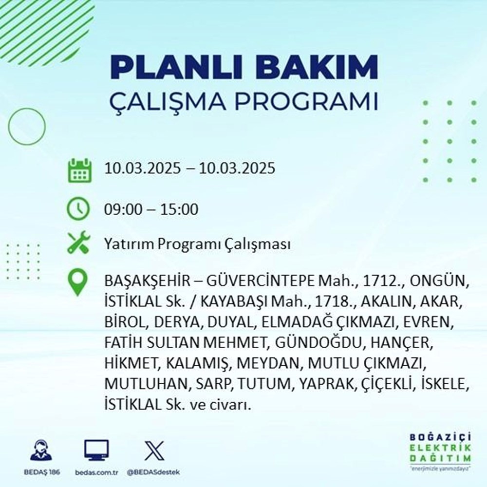 İstanbul'da Elektrikler Gidiyor: 22 İlçede Yarın Hayat Duracak mı? (10 Mart BEDAŞ Kesinti Alarmı) 86