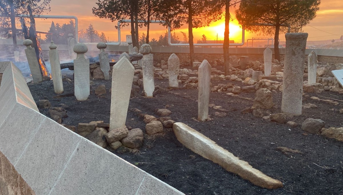 Çanakkale'deki orman yangınında tarihi mezarlar zarar gördü
