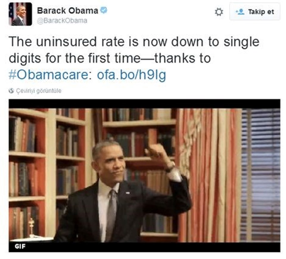 Obama, sağlık sigortası sevincini Twitter'dan paylaştı! - 1