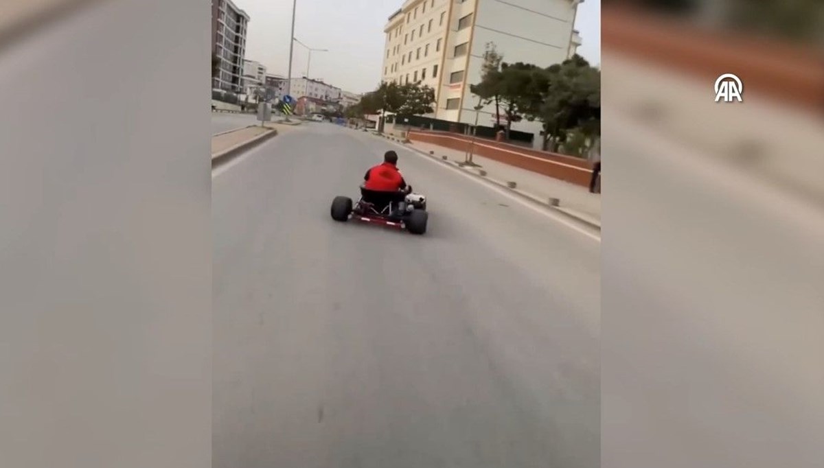 Trafikte karting aracıyla drift yapan sürücüye para cezası Trafikte karting aracıyla drift yapan sürücüye para cezası