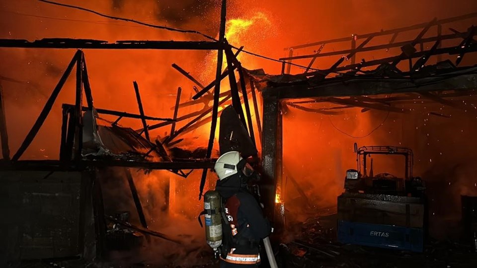 Düzce'de yangın: 2 ev, samanlık, traktör ve motosiklet küle döndü - 1