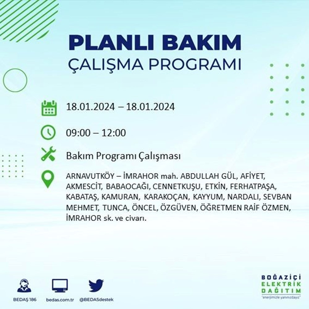 İstanbul'un 17 ilçesinde elektrik kesintisi: Elektrikler ne zaman gelecek? (18 Ocak BEDAŞ kesinti programı) - 6