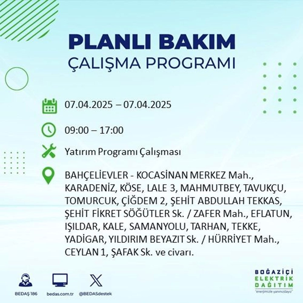 İstanbul'un 21 ilçesinde elektrik kesintisi: Elektrikler ne vakit gelecek? 9 saat sürecek (7 Nisan BEDAŞ kesinti programı) 83 PRRImAzg8USBbp3YdZ1mJg