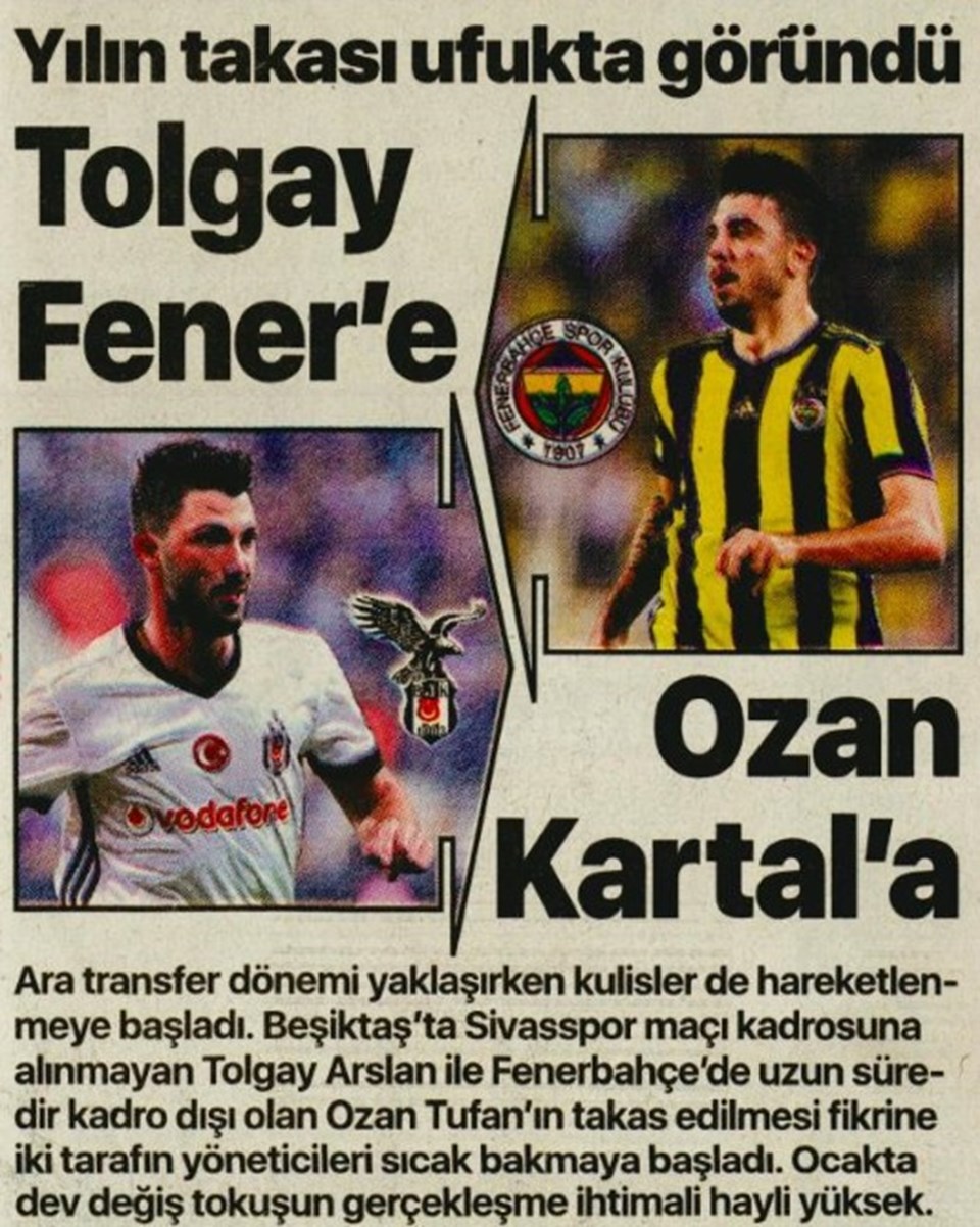 Yılın takası: Tolgay Fenerbahçe'ye, Ozan Beşiktaş - 1