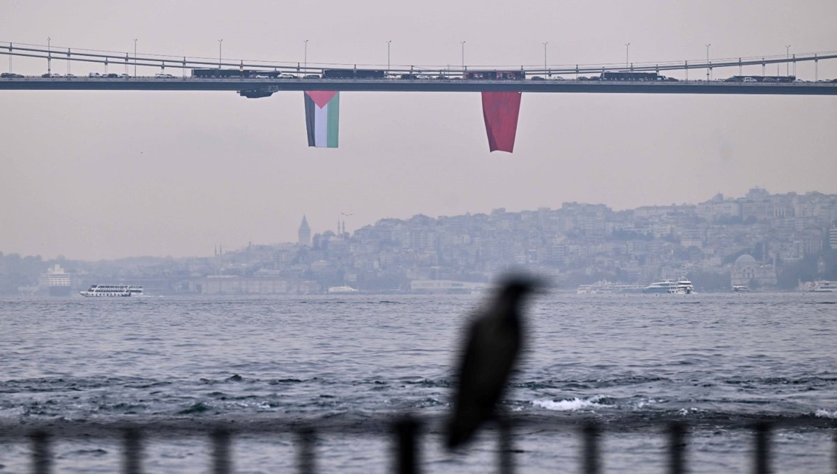 Köprülerde Filistin bayrağı dalgalanıyor