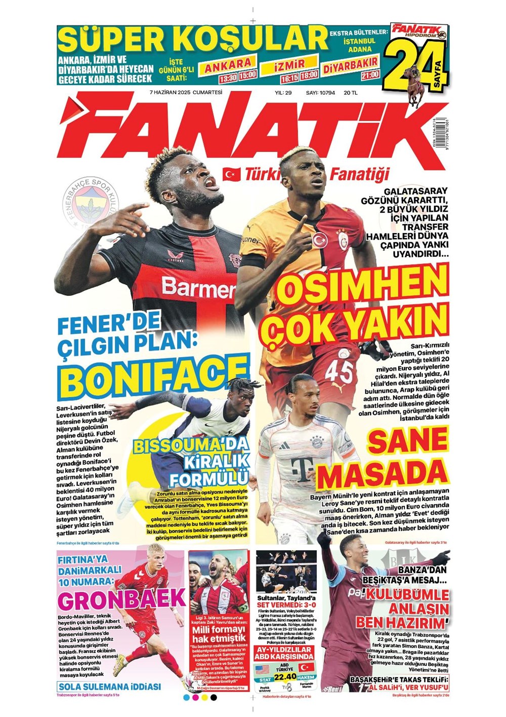 "Aslan gözü kararttı" (7 Haziran 2025 spor manşetleri) - 1