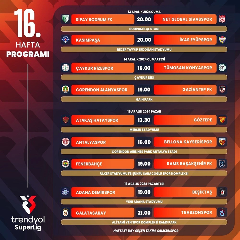 Süper Lig'de 11 haftalık program açıklandı - 10