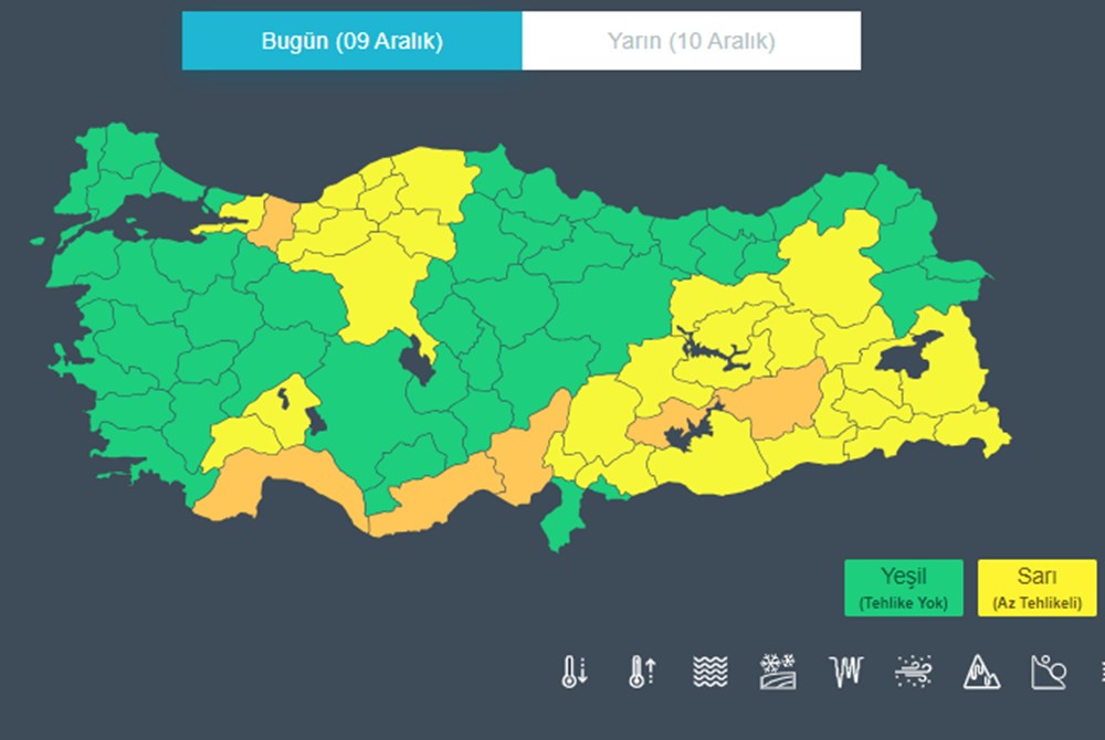 36 il için sarı ve turuncu kodlu uyarı (Bugün hava nasıl olacak?) - 4