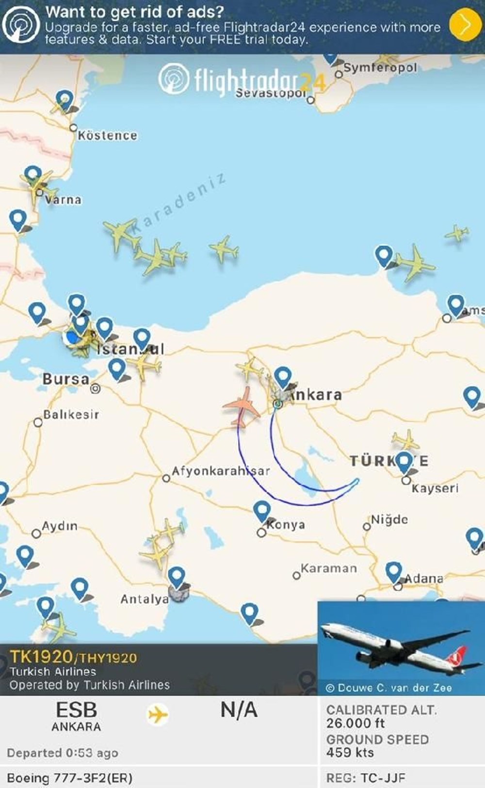TK-1920 Gökyüzünde ay-yıldız çiziyor