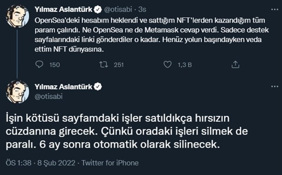 Otisabi’nin çizeri Yılmaz Aslantürk: NFT hesabım hack'lendi - 1