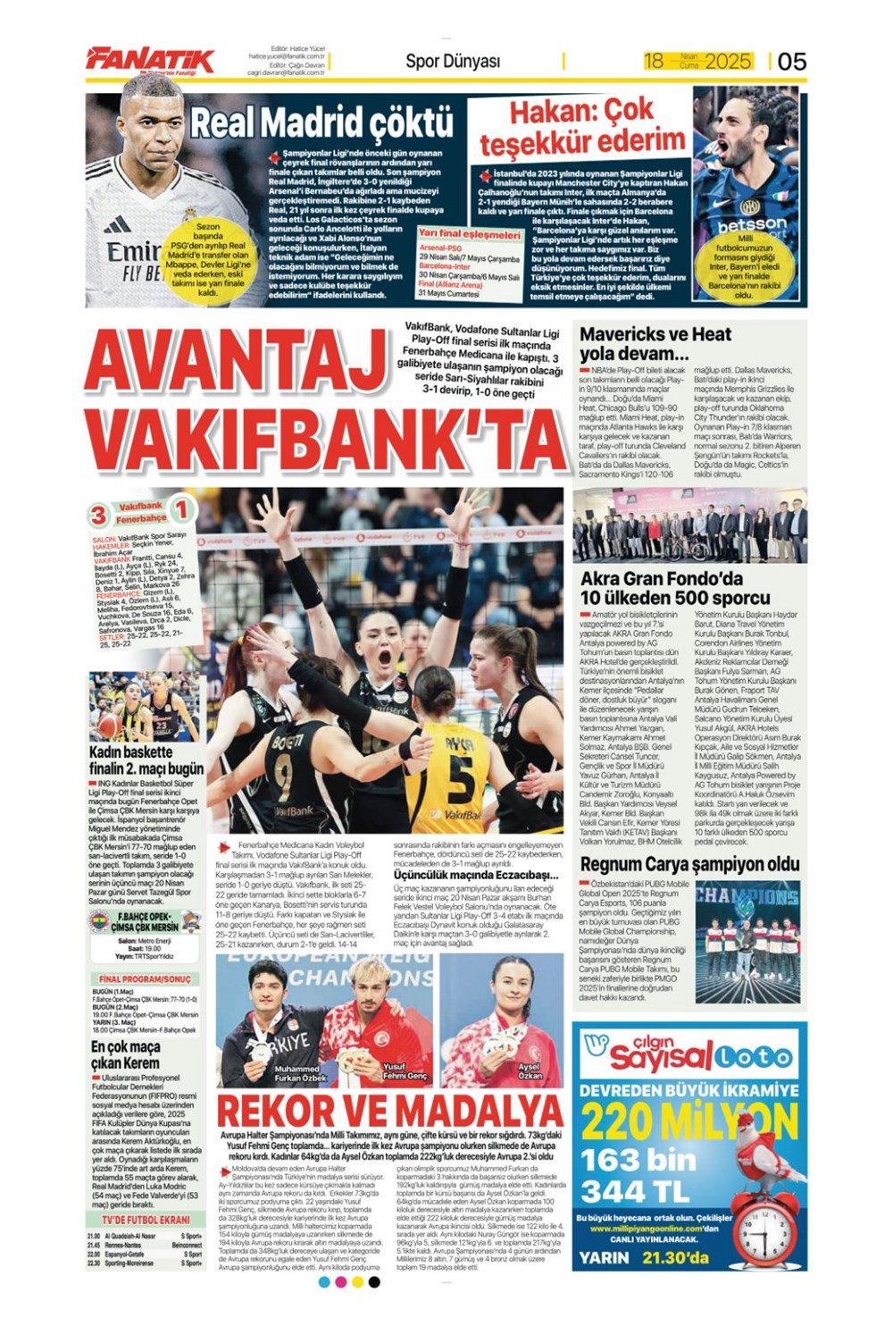 "Kolo Muani bombası" (18 Nisan 2025 spor manşetleri) - 15