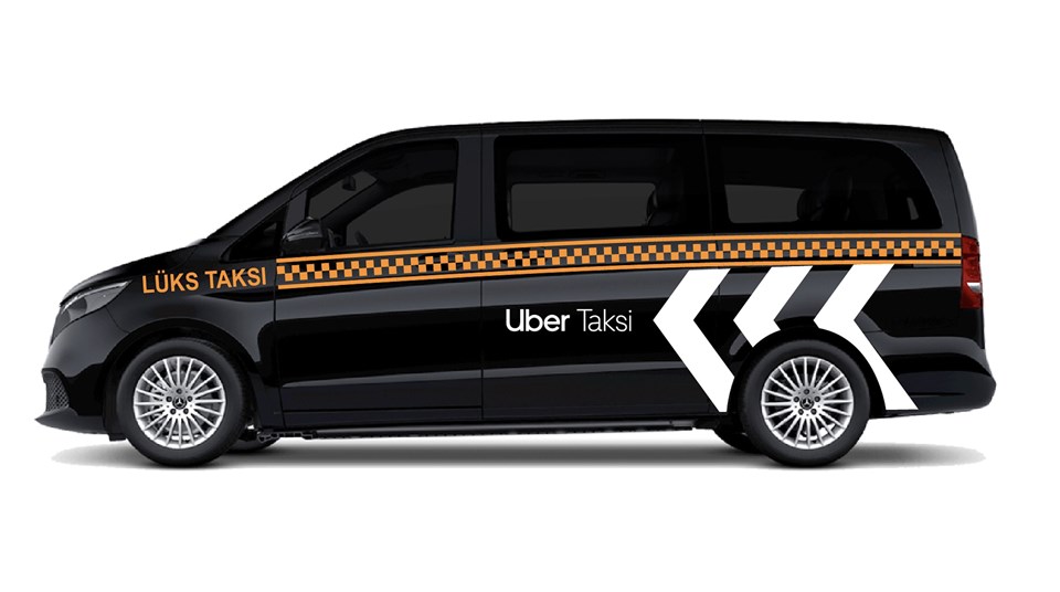 Uber Türkiye'nin, Twitter'dan yaptığı duyuruda siyah taksiler için kullandığı görsel
