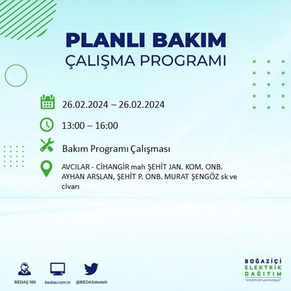 İstanbul'un 19 ilçesinde elektrik kesintisi: Elektrikler ne zaman gelecek? (26 Şubat BEDAŞ kesinti programı) - 10
