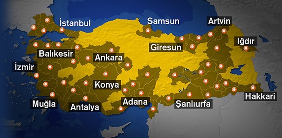 Türkiye genelinde il il kesinti haritası
